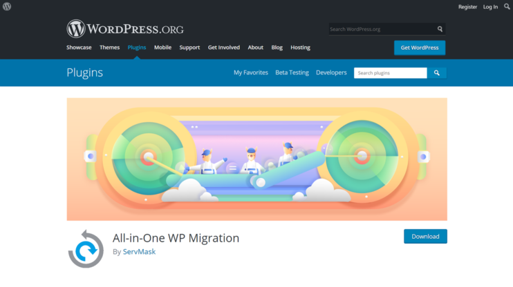 download page for all-in-one migration plugin