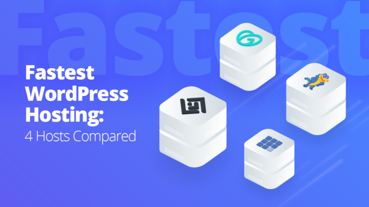 4 servers with 10web, godaddy, bluehost, hostgator logo, next to it says: fastest wordpress hosting 4 hosts compared
