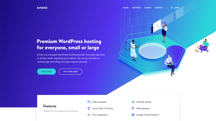 kinsta's homepage