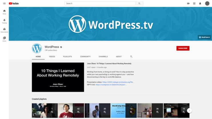 wordpress video channel site