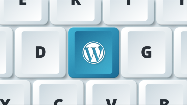 WordPress sign on a white keyboard 