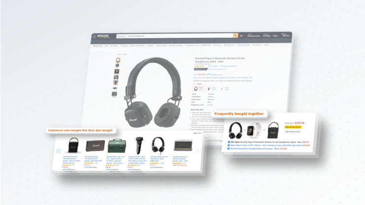 product page that displays product suggestions