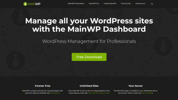 MainWP's homepage 