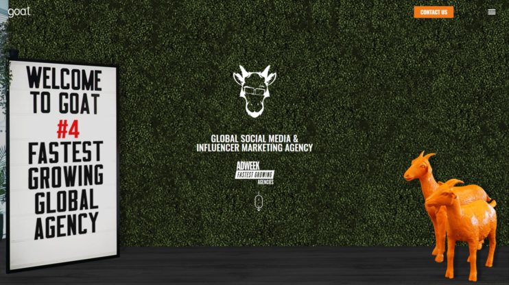 homepage of The Goat Agency