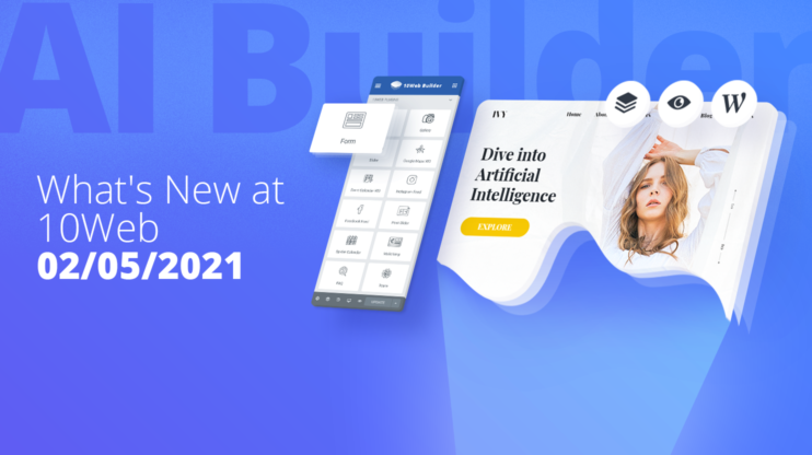 10Web AI Builder next to the Form maker widget in the 10Web Editor