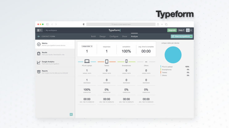 Typeform's dashboard