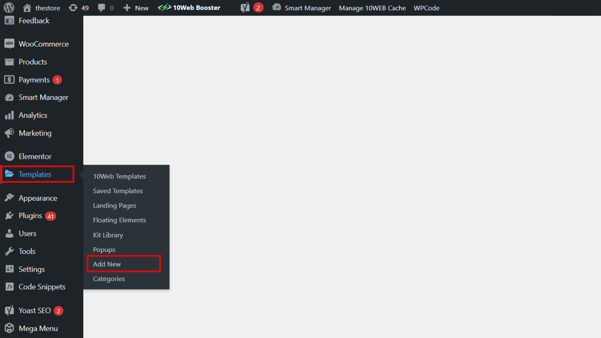 Go to templates on WP