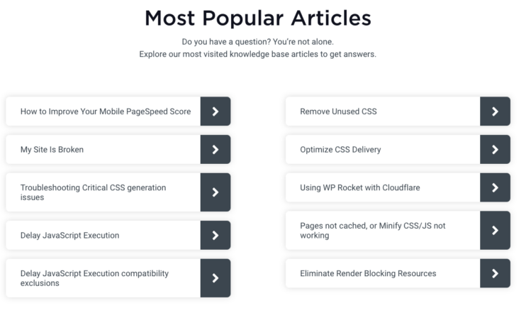 Most popular articles on WP Rocket