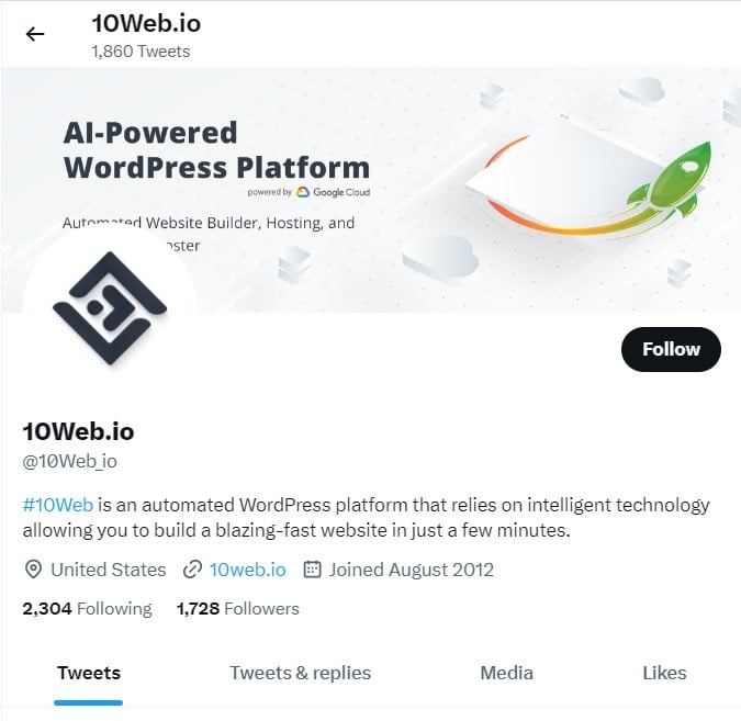 10Web Twitter Account