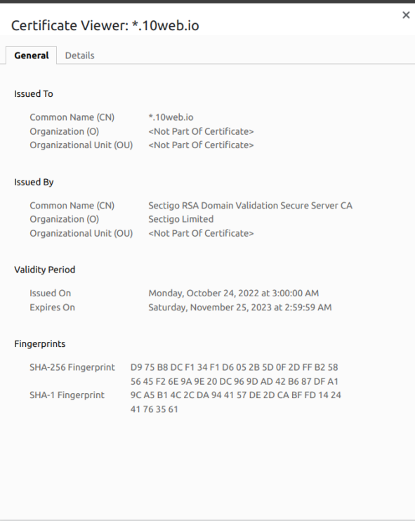 SSL Certificate Details