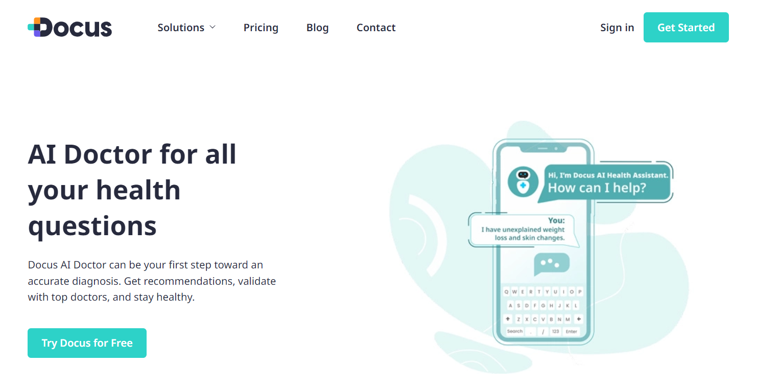 Docus AI Doctor Landing Page