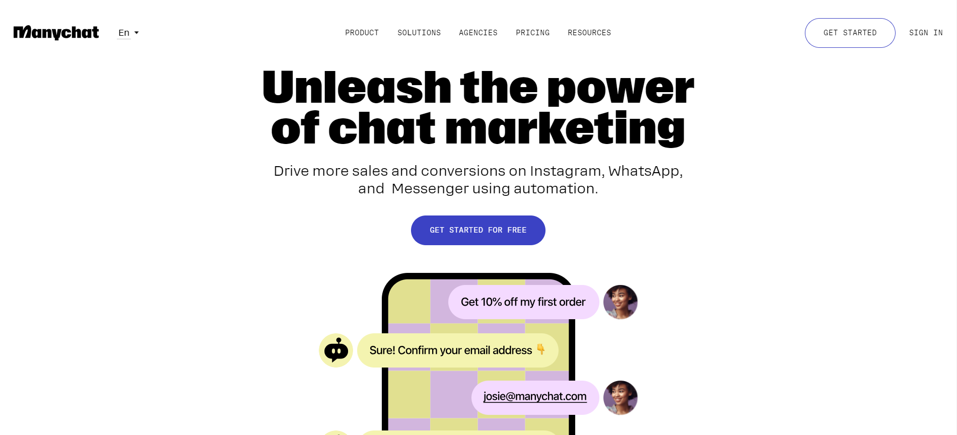 Manychat Homepage