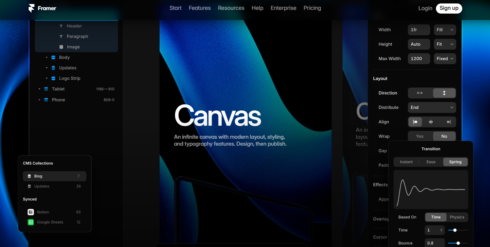 Framer no-code builder