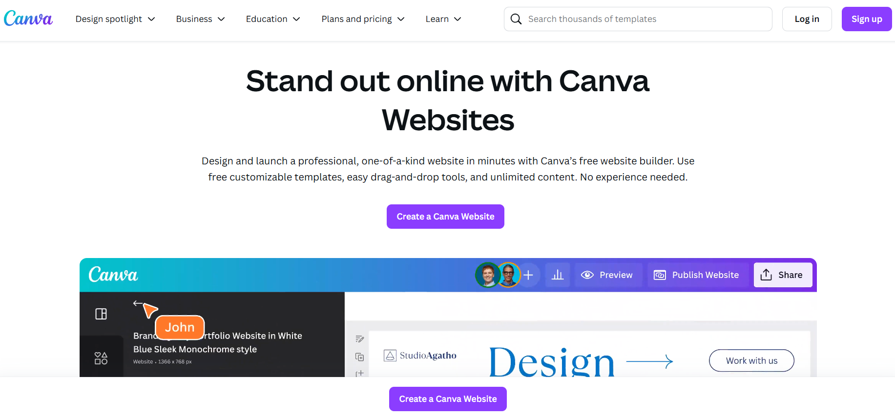 Canva no-code builder
