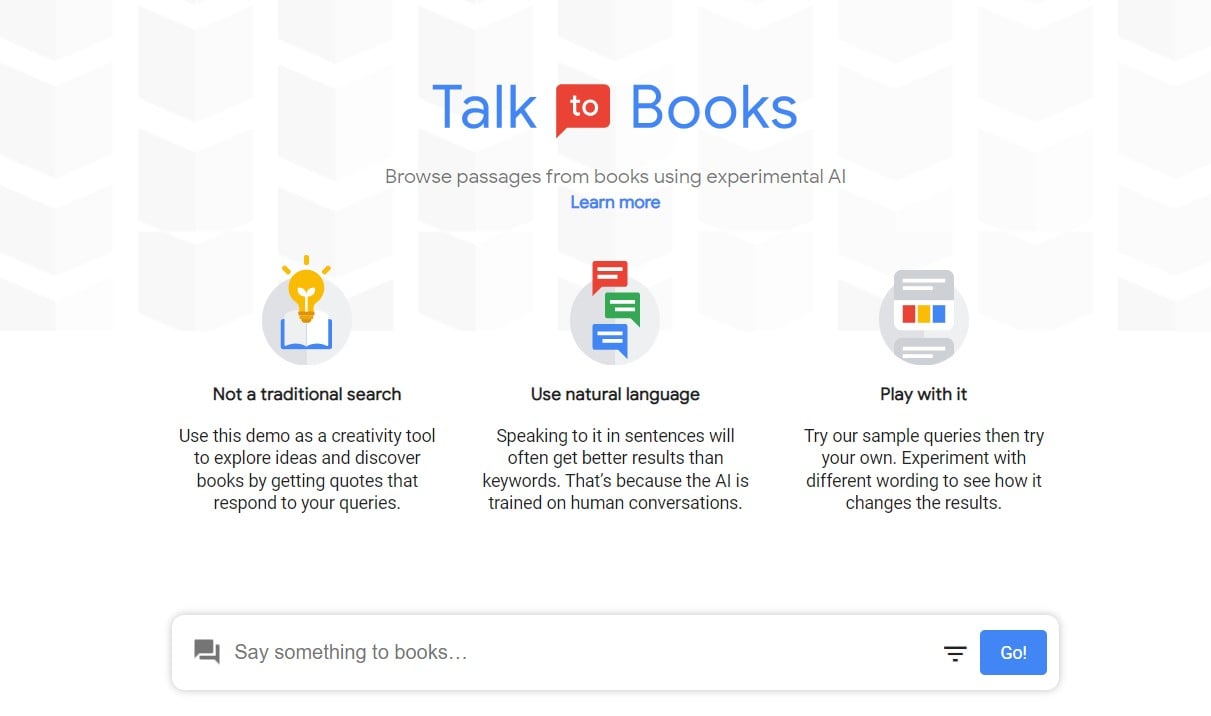 Talk To Books Homepage