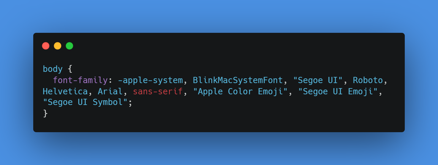 Modifying CSS file to add a list of system fonts