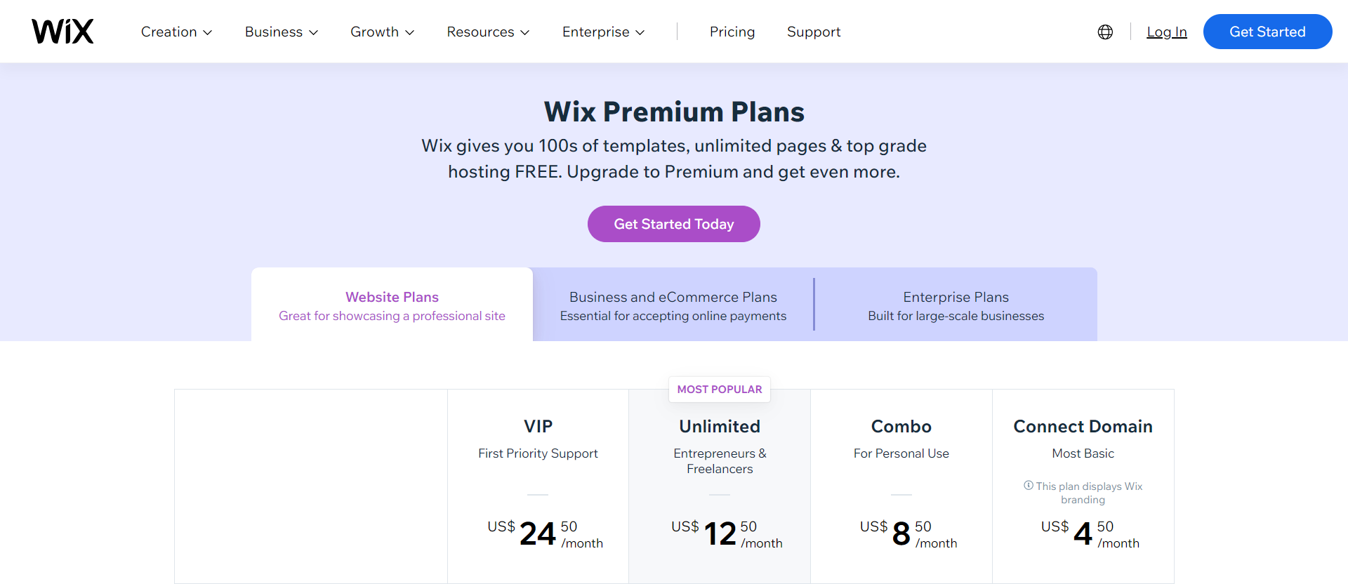 Wix Pricing