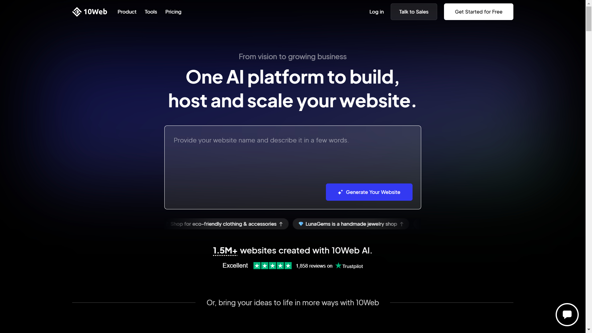 10Web AI Website Building Platform