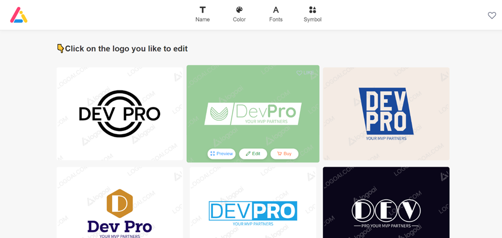 Logo AI - Choosing a logo to edit