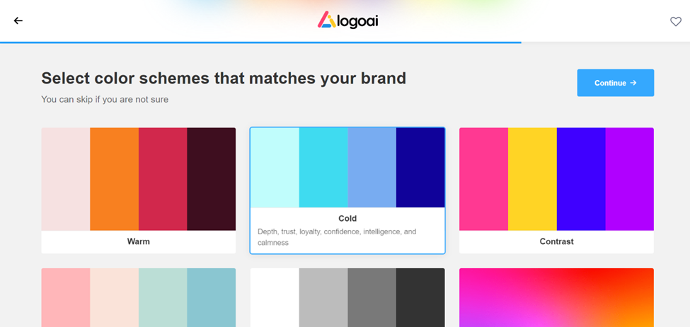 Logo AI - Selecting colors screen