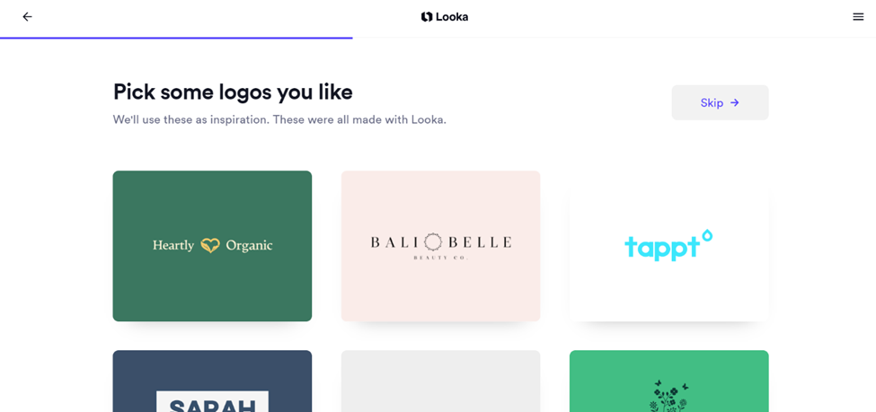 Looka - Picking logos you like screen