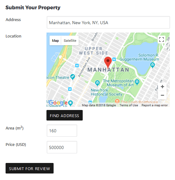 Submitting Property form in Meta Box