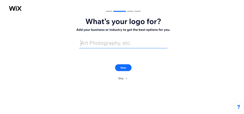 Wix Logo Maker - Adding business or industry screen
