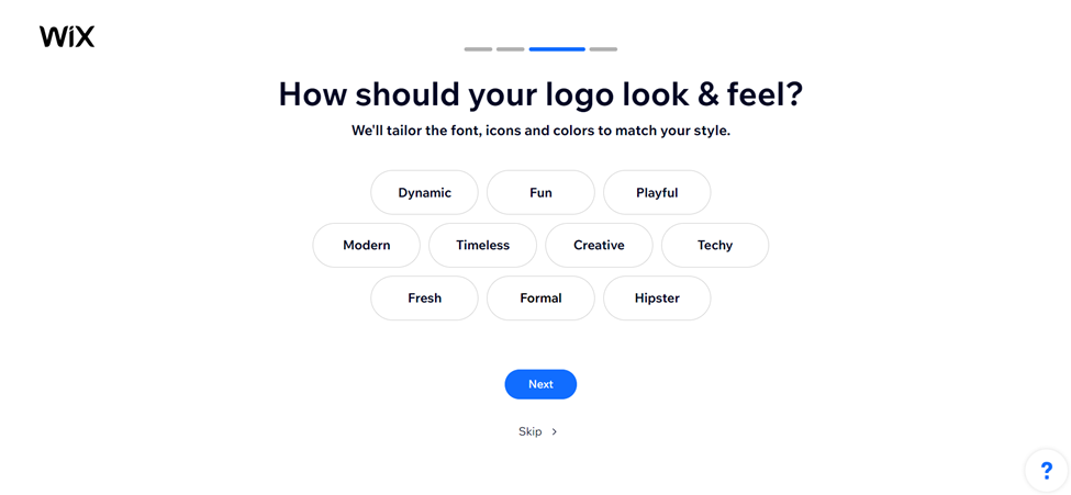 Wix Logo Maker - Choosing how logo should look and feel