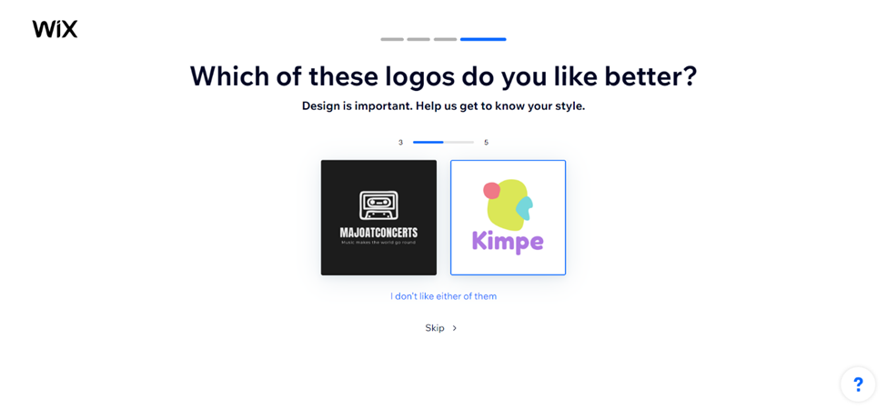 Wix Logo Maker - Selecting preffered logo style