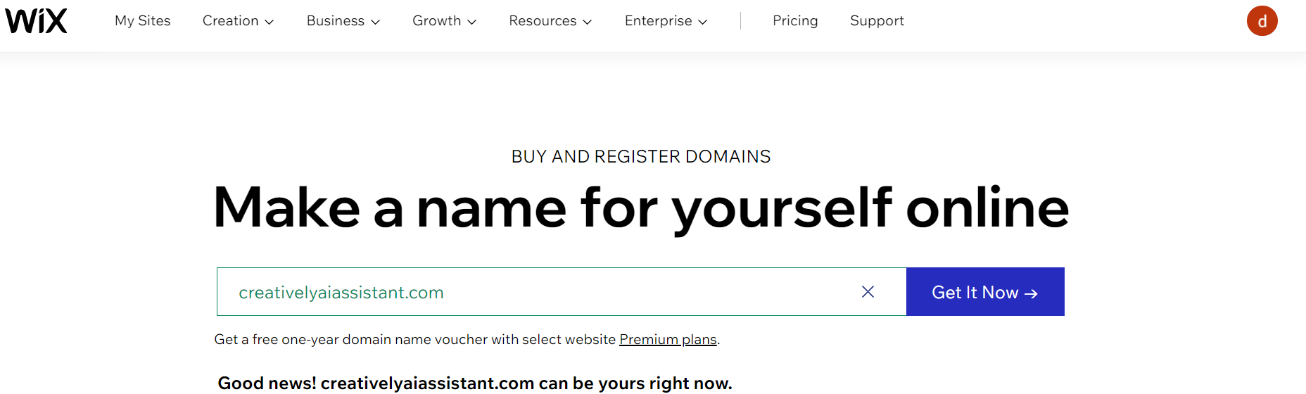 Wix Domain Name - Success