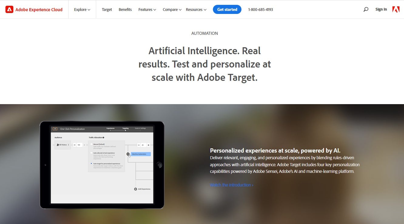 Adobe Target Homepage