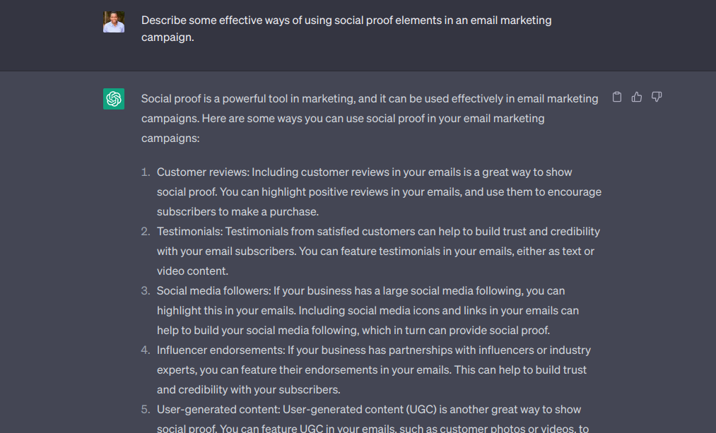 ChatGPT prompt of using social proof elements