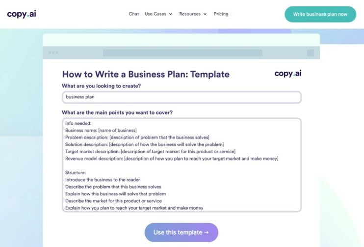 business plan ai free