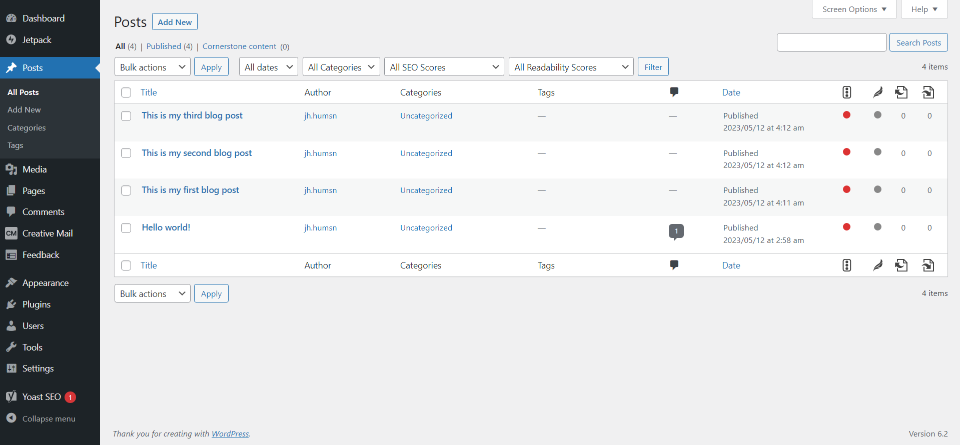 Checking posts were successfully uploaded from Wix to WordPress