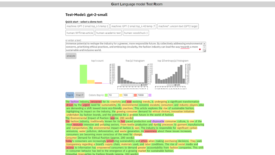 Harvard AI Lab’s GLTR screen