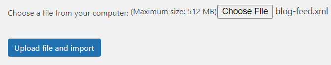 Uploading RSS feed file to import RSS to WordPress