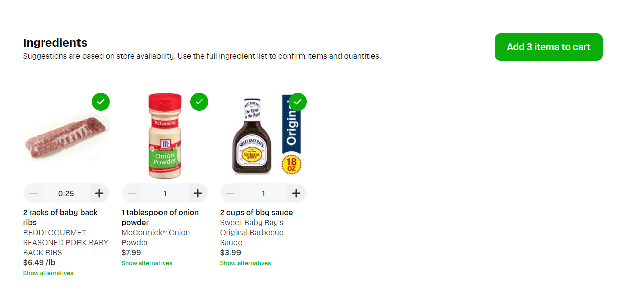 Instacart Interface