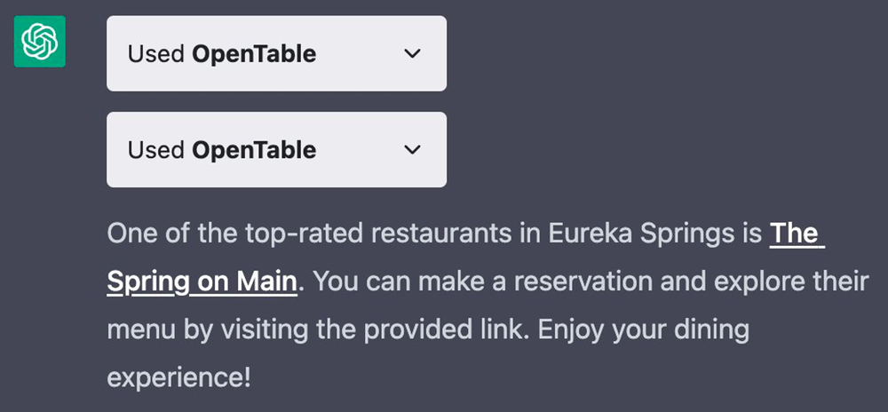 OpenTable ChatGPT Plugin