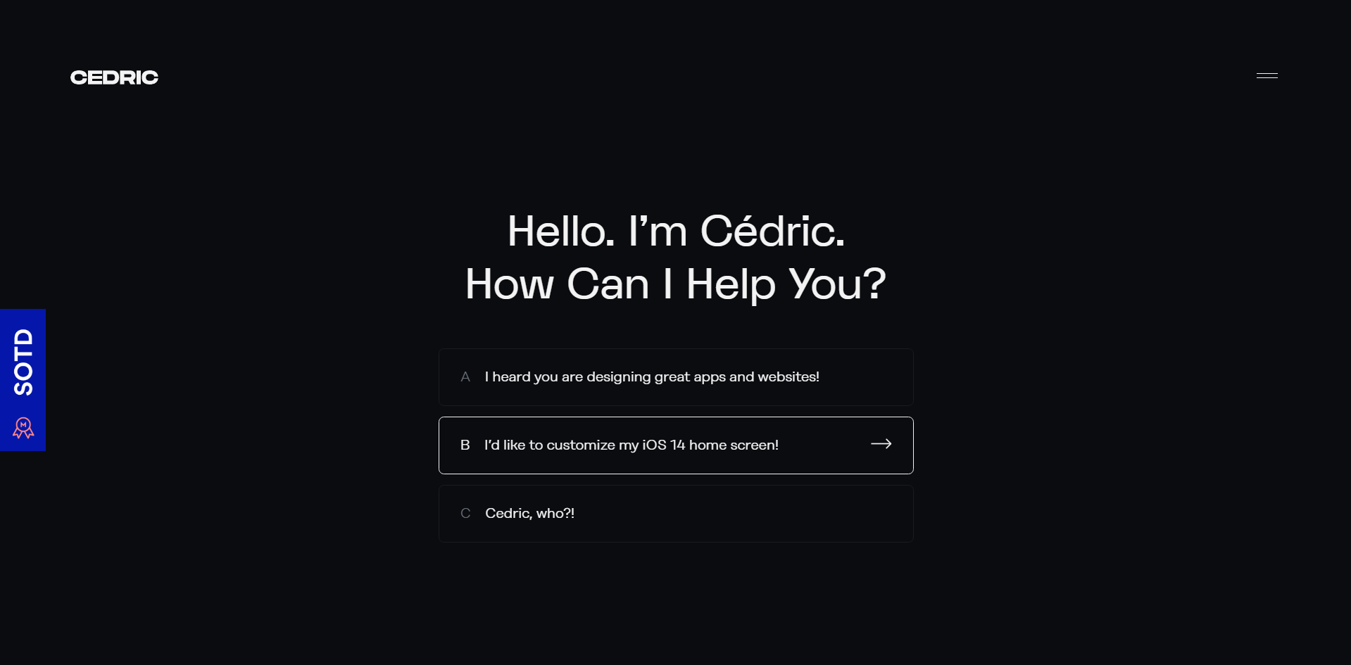 Conversational UI example on cedric-2021.webflow.io