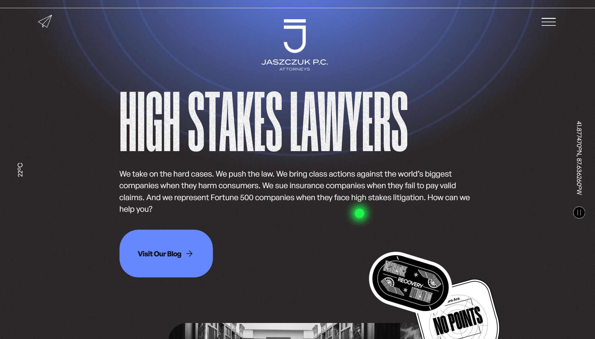 Site Web du cabinet d'avocats Jaszczuk PC Attorneys