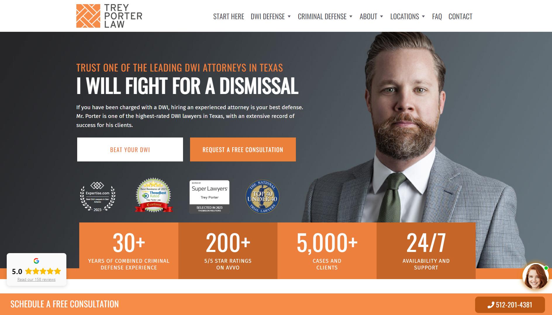 Site Web du cabinet d'avocats Trey Porter