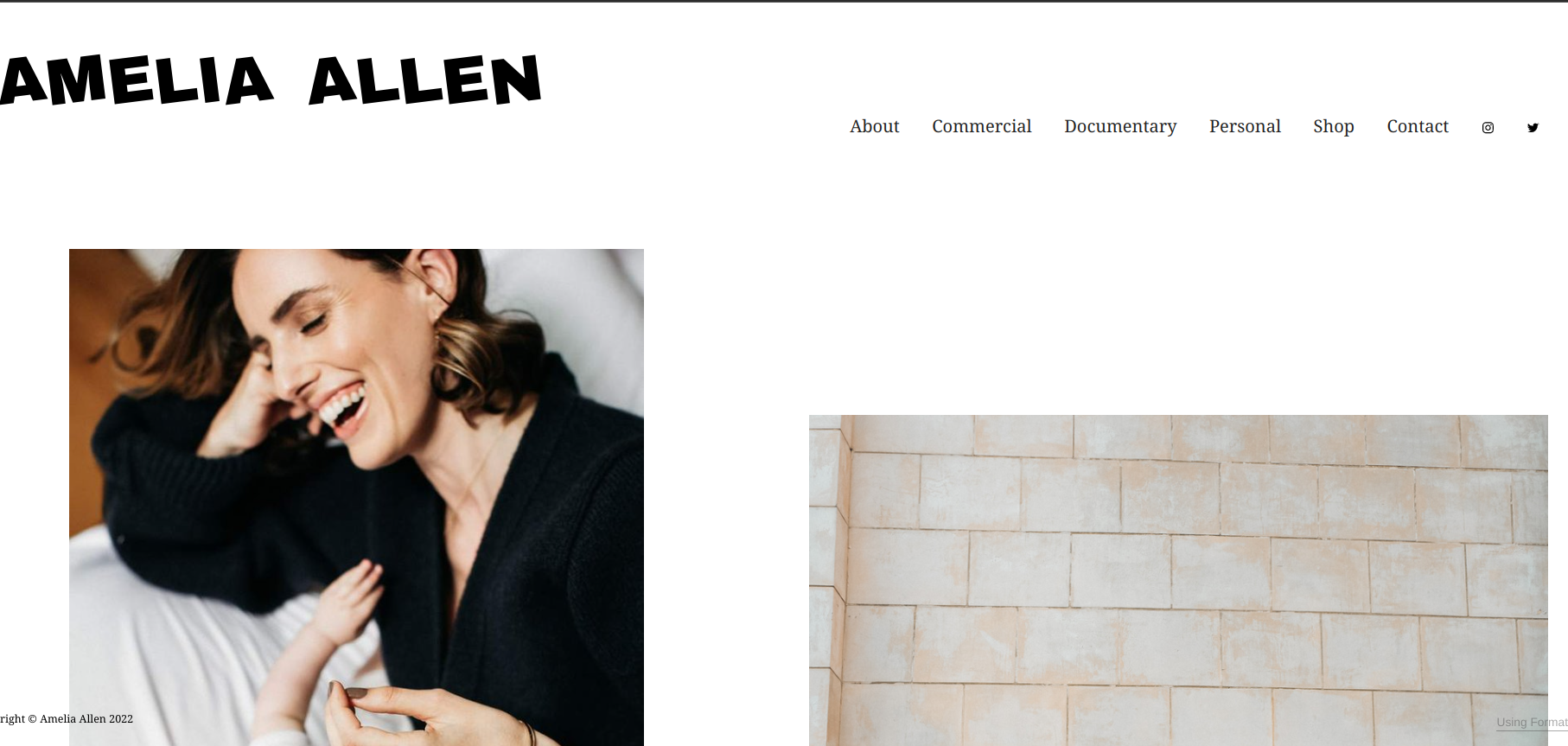 Amelia Allen Photography Website Example