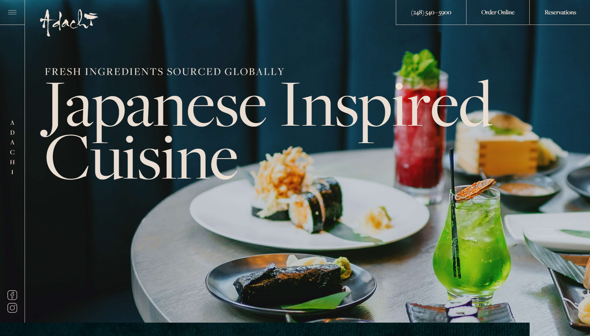 Adachi Restaurant Website Example