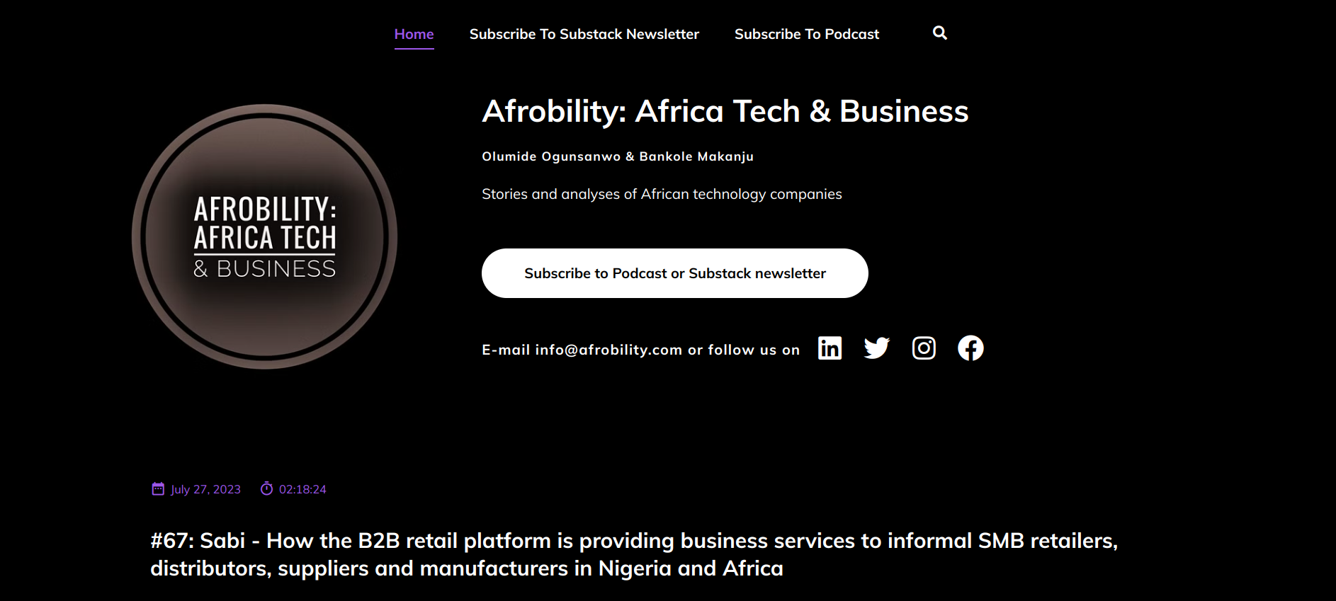 Afrobility Podcast Website Example