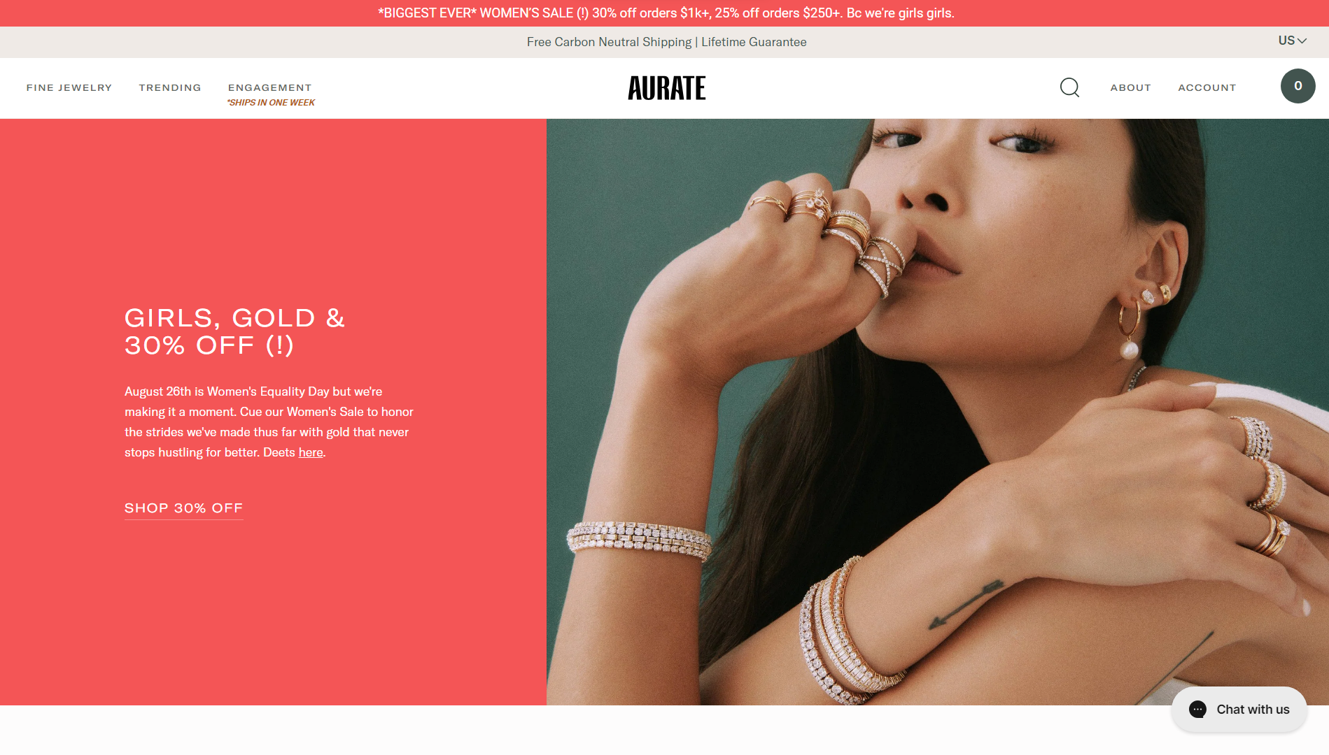 Aurate New York Jewelry Website Example