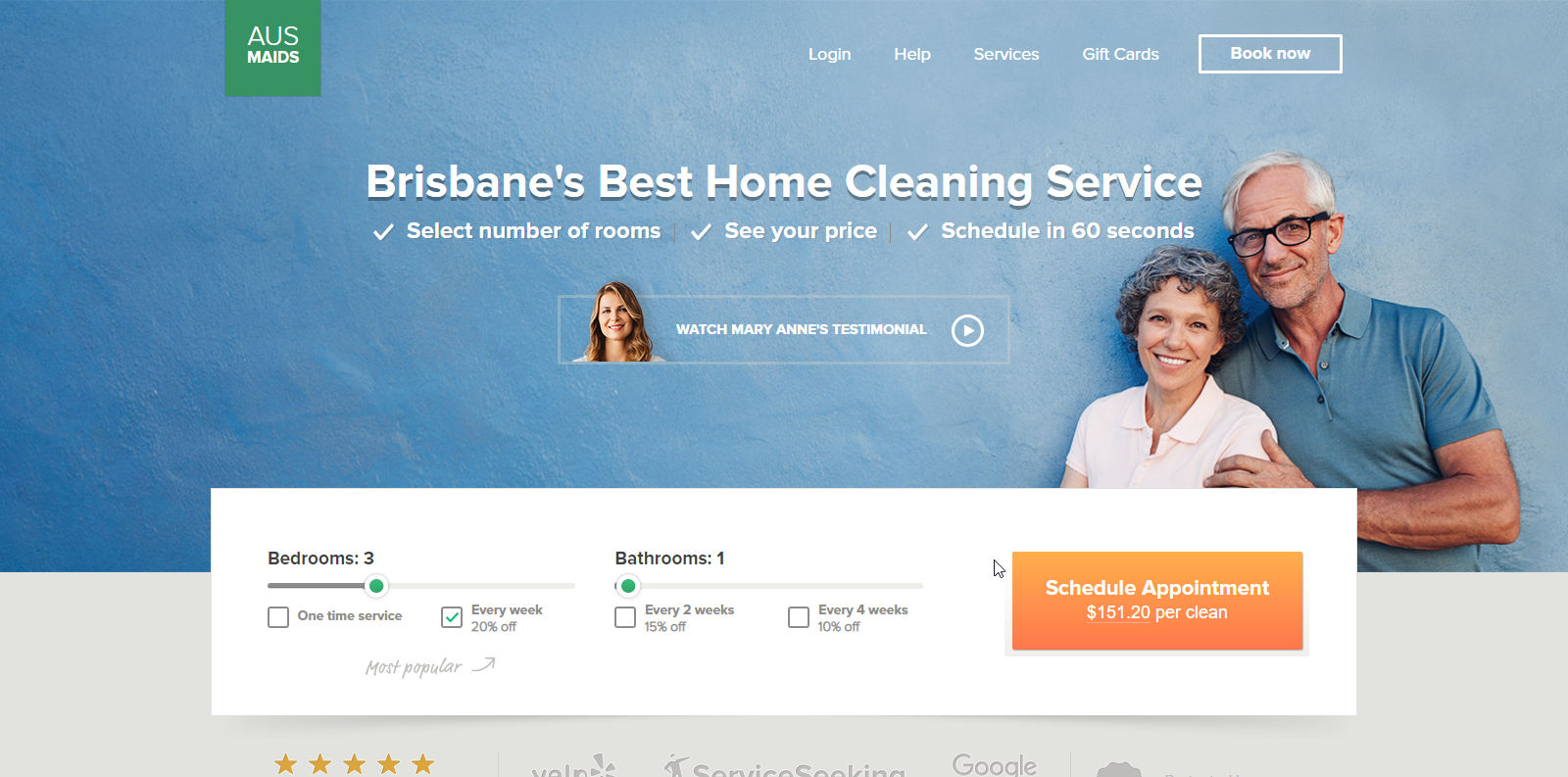 AusMaid Cleaning Service Website Example