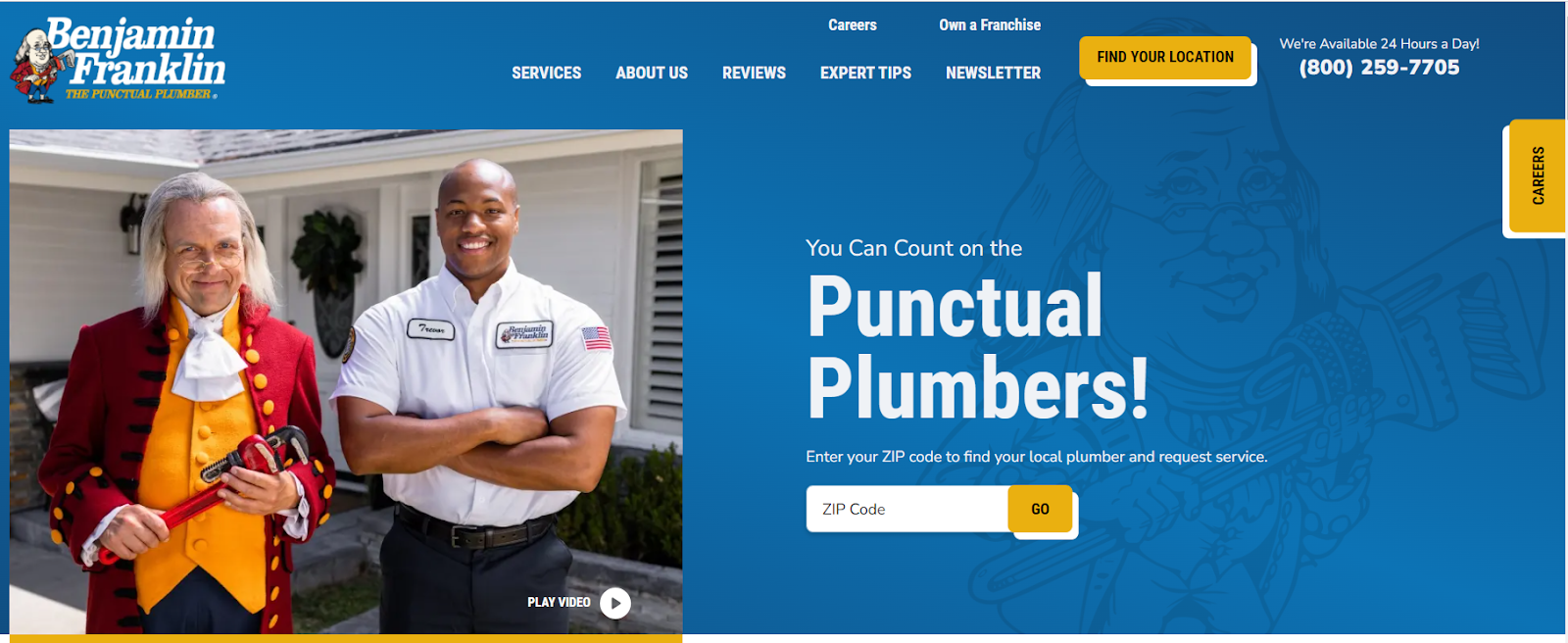 Benjamin Franklin Plumbing Website Example