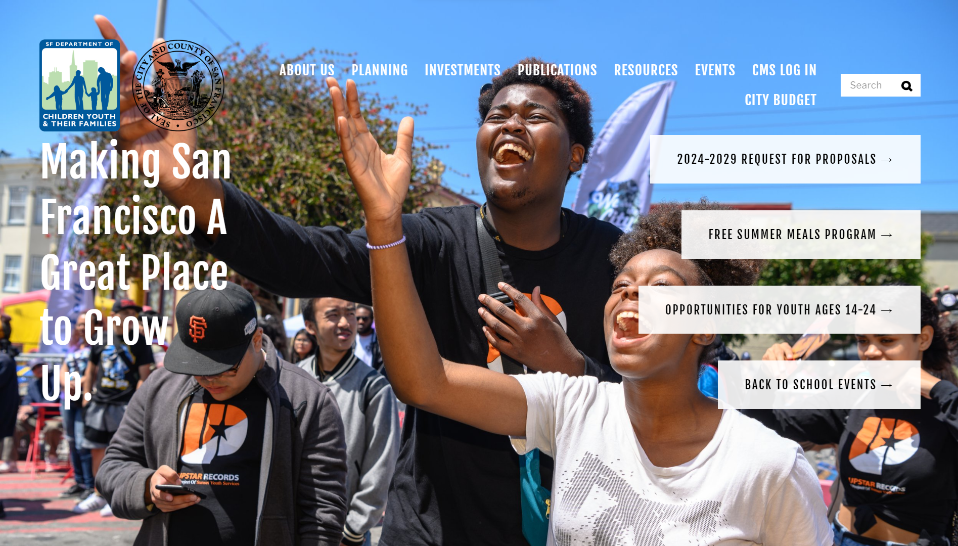 DCYF Empowering San Francisco's Youth Event Website Example