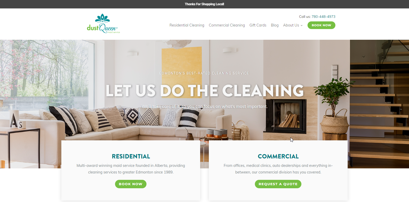 Dust Queen Cleaning Service Website Example