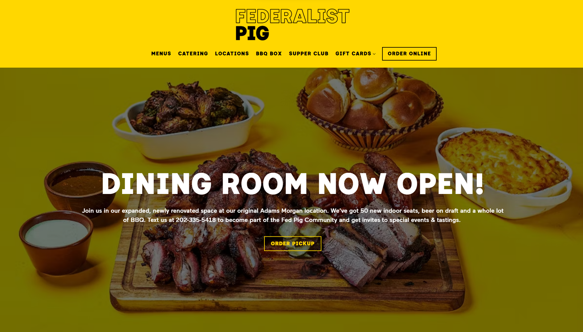 Federalist Pig Restaurant Website Example